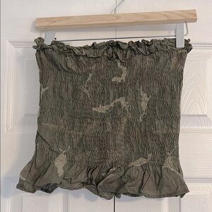 Olive Green Ruffled Women's Tube Top